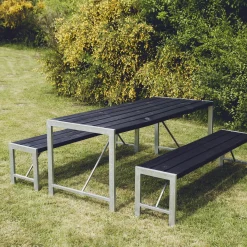 Bænk H-model sort grundmalet og galvaniseret stel