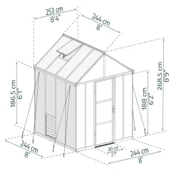 Drivhus Glory 6,2 m2 grå Palram - Canopia