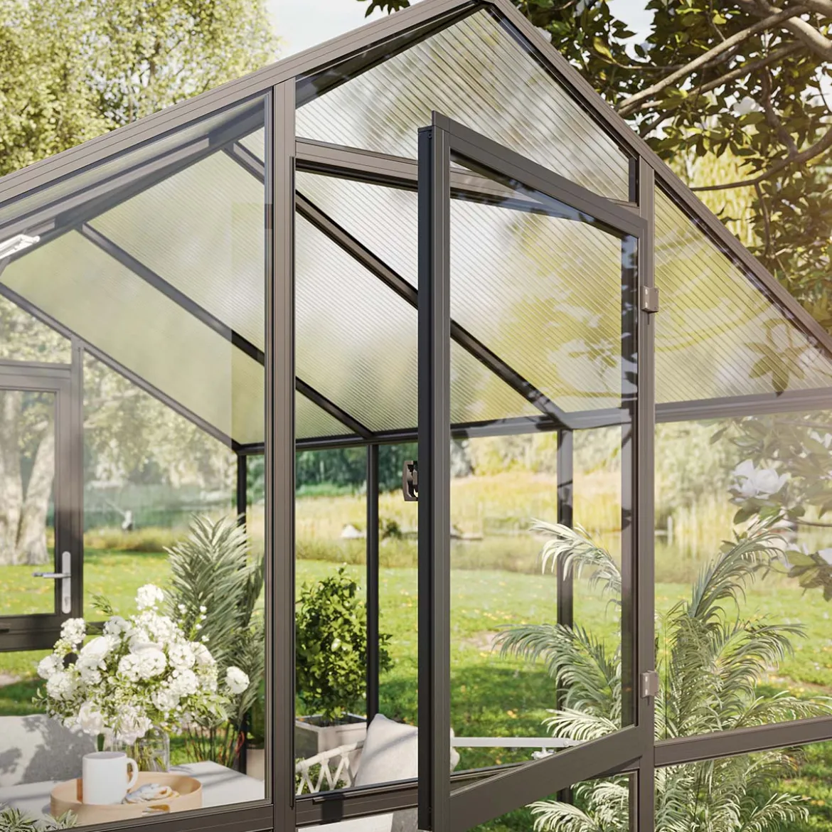 Drivhus - KGT Aptasia III, Antracitgrå - 7,53 m²