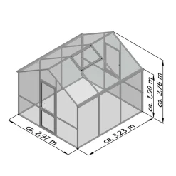 Drivhus - KGT Dahlie III, blank aluminium - 9,59 m2