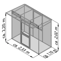 Drivhus - KGT Linea I, blank aluminium - 2,56 m2
