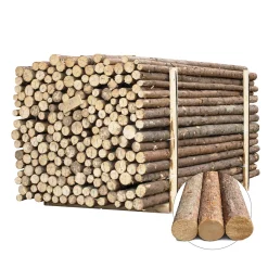 Granrafter med bark, længde 220 cm. ca. Ø4-7 cm.
