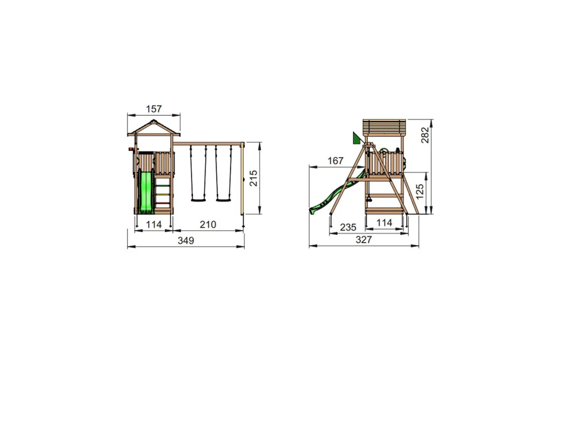 Jungle Gym House legetårn komplet inkl. swing module xtra ekskl. rutschebane