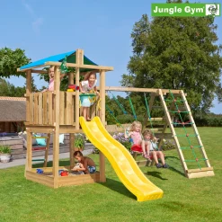 Jungle Gym Hut legetårn komplet inkl. climb module xtra og rutschebane