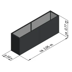 KGT 210 højbed, antracitgrå, 205 x 45 x 77 cm