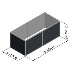 KGT 210 højbed i aluminium, 205 x 77 cm