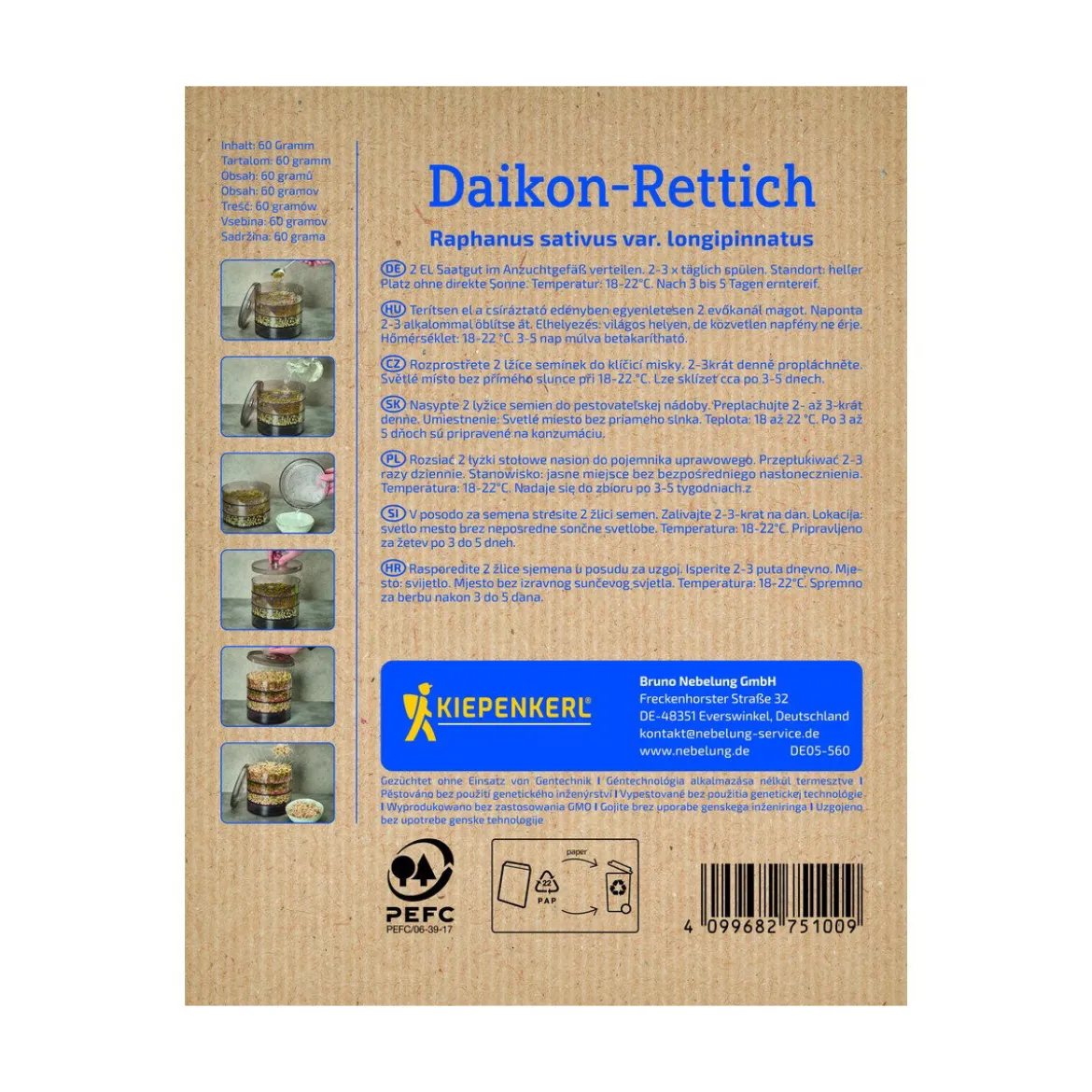 Økologiske Spirefrø Daikon-radise - 60 g