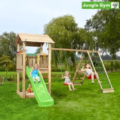 Legetårn Jungle Gym Casa 2.1, m/2-Climb Module 220 og grøn rutschebane