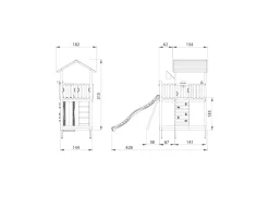 Legetårn Jungle Gym Chalet 2.1 m/grøn rutschebane