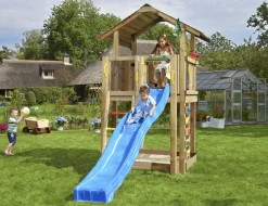 Legetårn Jungle Gym Chalet 2.1 m/grøn rutschebane