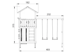 Legetårn Jungle Gym Chalet 2.1 m/2-Swing Module 220 og grøn rutschebane