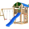 Legetårn Jungle Gym Fort 2.1 inkl. Swing Module og blå rutschebane