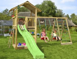 Legetårn Jungle Gym Sierra 2.1 m/2-Climb Module 220 og grøn rutschebane