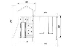 Legetårn Jungle Gym Sierra 2.1 m/2-Swing Module 220 og grøn rutschebane
