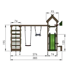 Legetårn Jungle Gym Totem m/2-Climb Module 200 og rød rutschebane