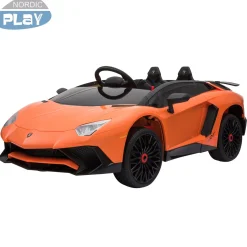 NORDIC PLAY Speed elbil Lamborghini Aventador med EVA hjul og lædersæde, 12V, Orange