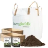 Pakke til 2 højbede med 4 natur pallerammer, 2 vækstdug, 2 ukrudtsdug og 1 bigbag med 1000 liters højbedsmuld