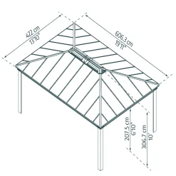 Palram - Canopia havepavillon Dallas 4,2 x 6 meter antracitgrå