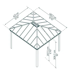 Palram - Canopia havepavillon Dallas 4,2 x 4,8 meter antracitgrå