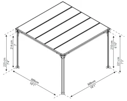 Palram - Canopia Milano pavillon 3000, antracitgrå