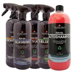 Ren bil autoshampoo, cockpitrens, fælgerens, glasrens & insektfjerner