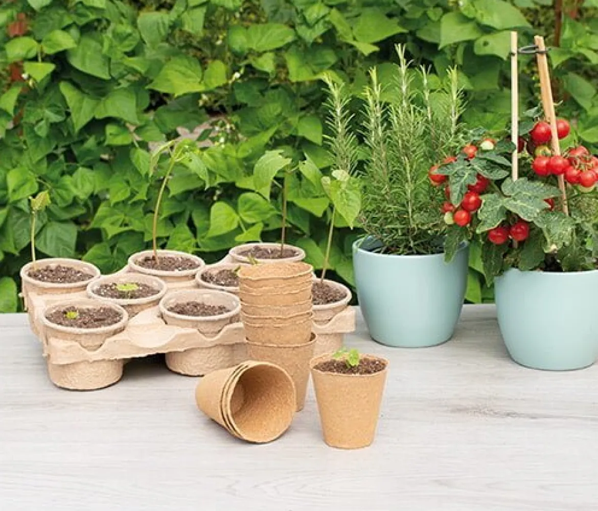 Runde Fiberpotter, 8 cm - 10 stk.